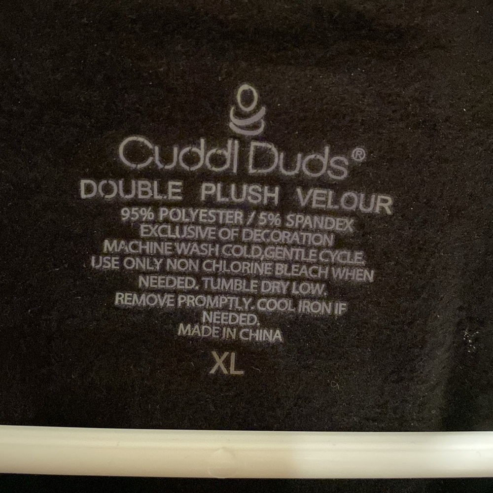 NWOT Cuddl Duds Plush Velour Long Sleeve Top XL in Black - Picture 2 of 6